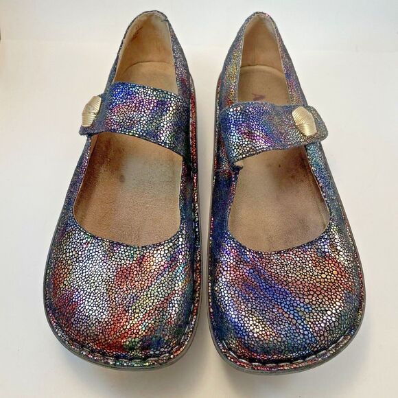 Alegria Paloma Mary Jane Shoes EU41 US 10.511 Rainbow Iridescent Comfort Leather - Picture 1 of 16
